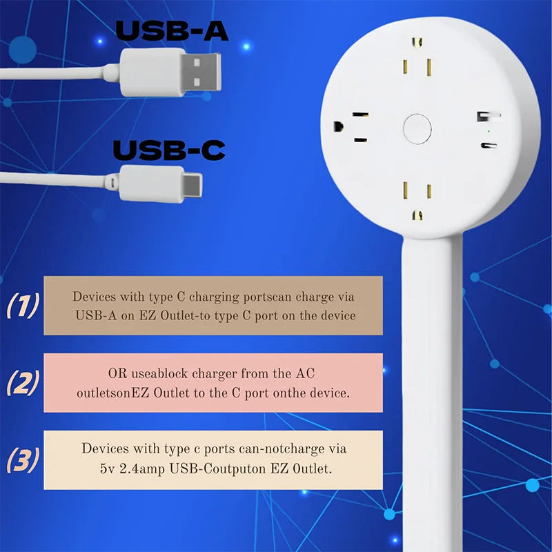 Homefinds Electrical Outlet Extender Plug Wall Outlet Extender Extendable Wall Socket Rotatable Folding Portable Power Socket