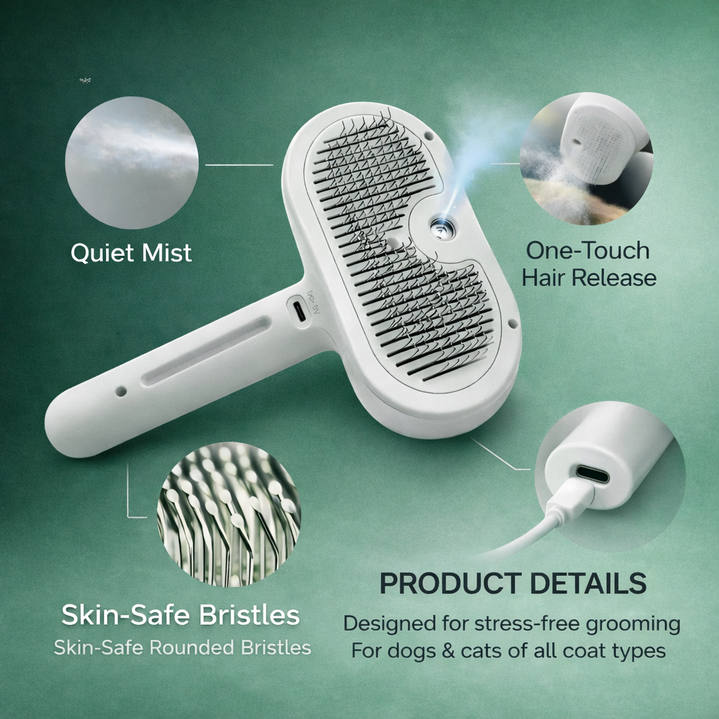 HomeFindsUS Pet Steam Hair Comb
