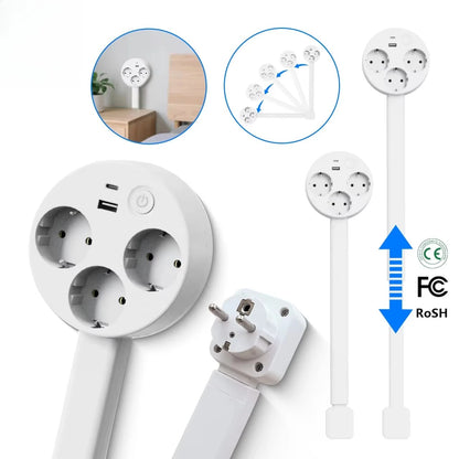 Homefinds Electrical Outlet Extender Plug Wall Outlet Extender Extendable Wall Socket Rotatable Folding Portable Power Socket