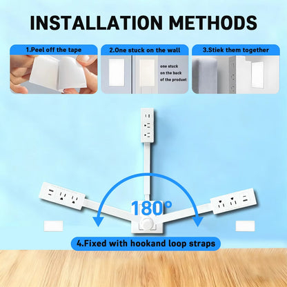 Homefinds Electrical Outlet Extender Plug Wall Outlet Extender Extendable Wall Socket Rotatable Folding Portable Power Socket