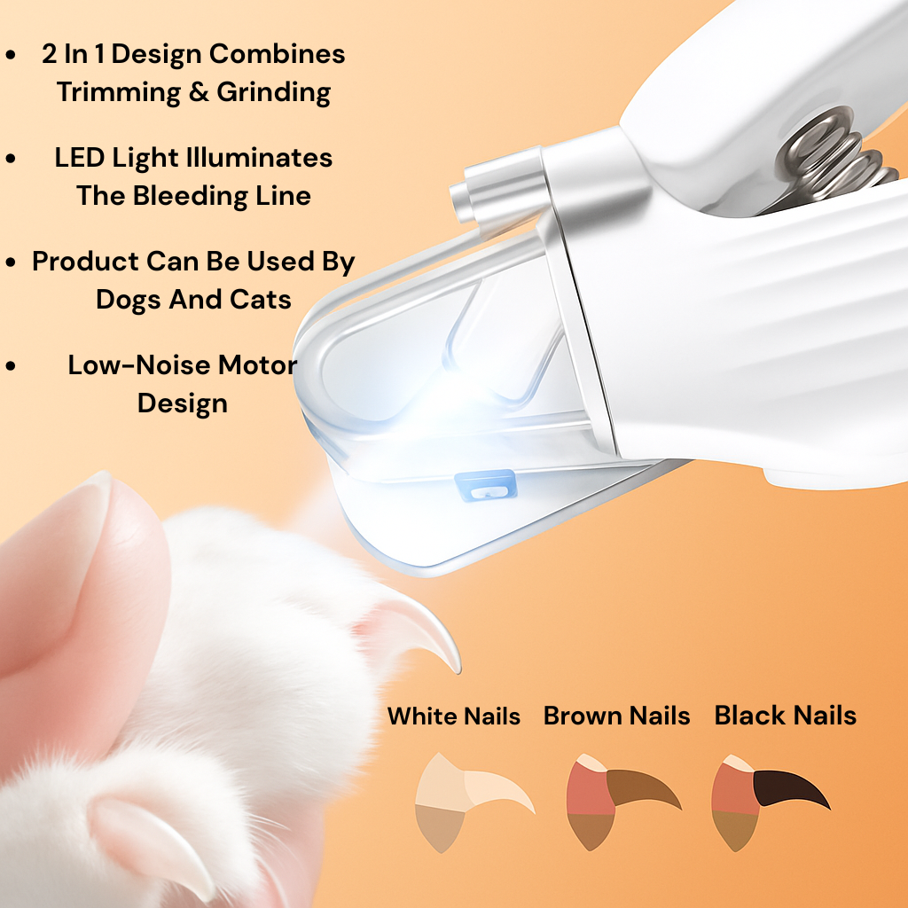 Pet nail clipper with LED light